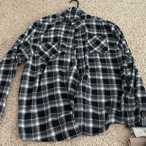 black and white flannel size large